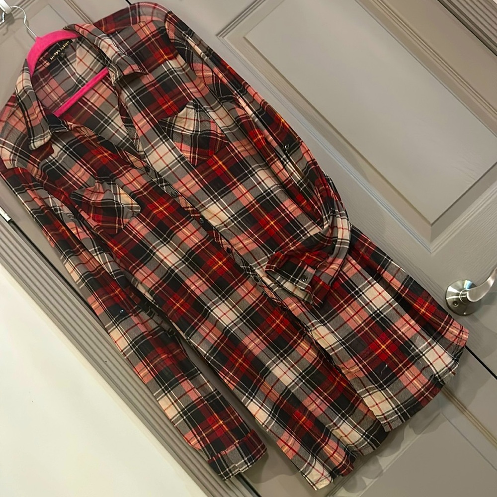 Sheer button down duster shirt. Size X3